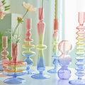 rainbow multicolor glass irregular shaped candleholder set