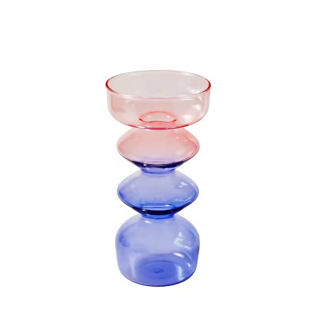 rainbow multicolor glass irregular shaped candleholder set