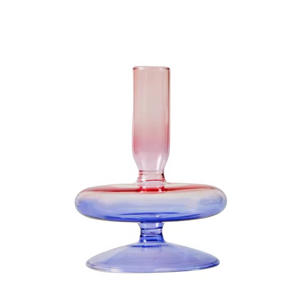 rainbow multicolor glass irregular shaped candleholder set