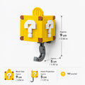 Two yellow block-style key hooks designed like Super Mario question blocks. Yellow Mystery Box hidden hook key holder with white question mark design