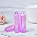 natural aura purple quartz crystal hexagonal pointing tower roomtery