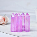 natural aura purple quartz crystal hexagonal pointing tower roomtery