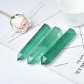 Natural green fluorite crystal hexagonal pointing tower