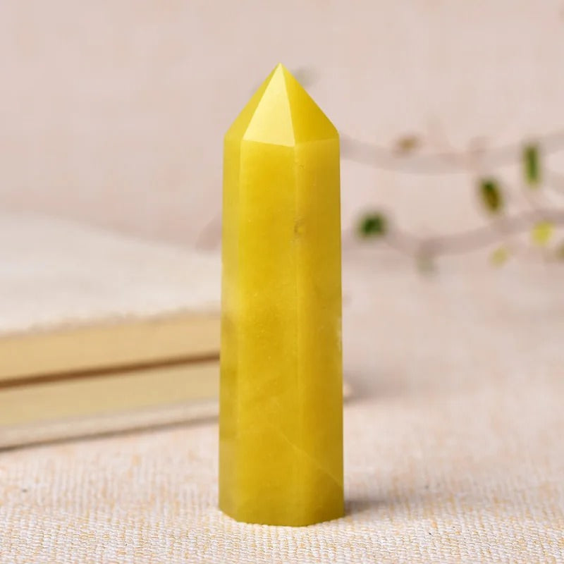 natural lemon jade crystal hexagonal pointing tower roomtery