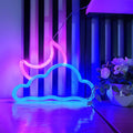 wall hanging pink and blue cloud and moon shaped led neon sign 