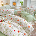 orange flower print aesthetic bedding duvet cover set roomtery bedroom decor