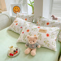 orange flower print aesthetic bedding duvet cover set roomtery bedroom decor