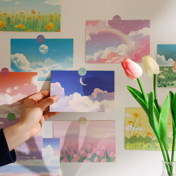 painted kawaii landscapes wall collage poster cards roomtery