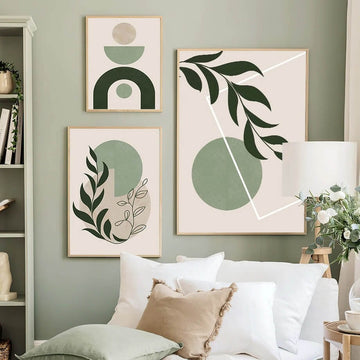 Pale Green Shapes Canvas Posters