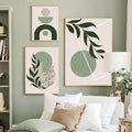 sage green aesthetic gallery wall art minimalist shapes canvas posters roomtery