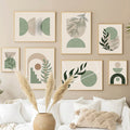 sage green aesthetic gallery wall art minimalist shapes canvas posters roomtery