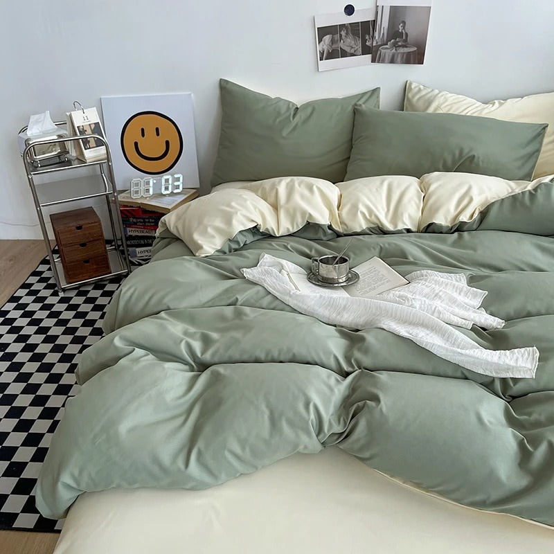Pastel Double-Sided Aesthetic Bedding Set - roomtery