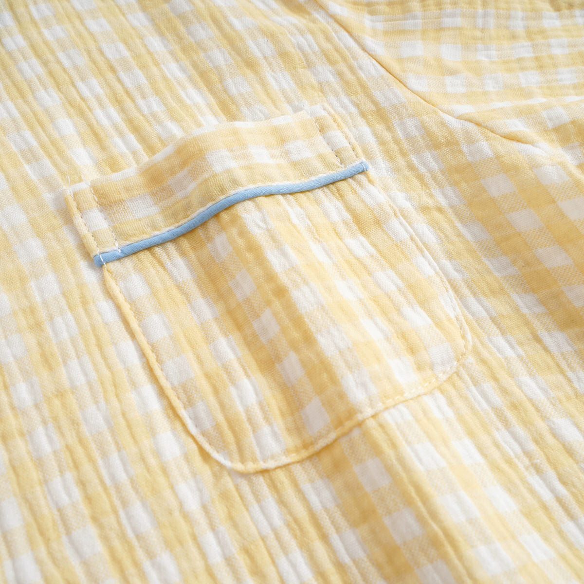 pastel gingham print long sleeve cotton pajama set