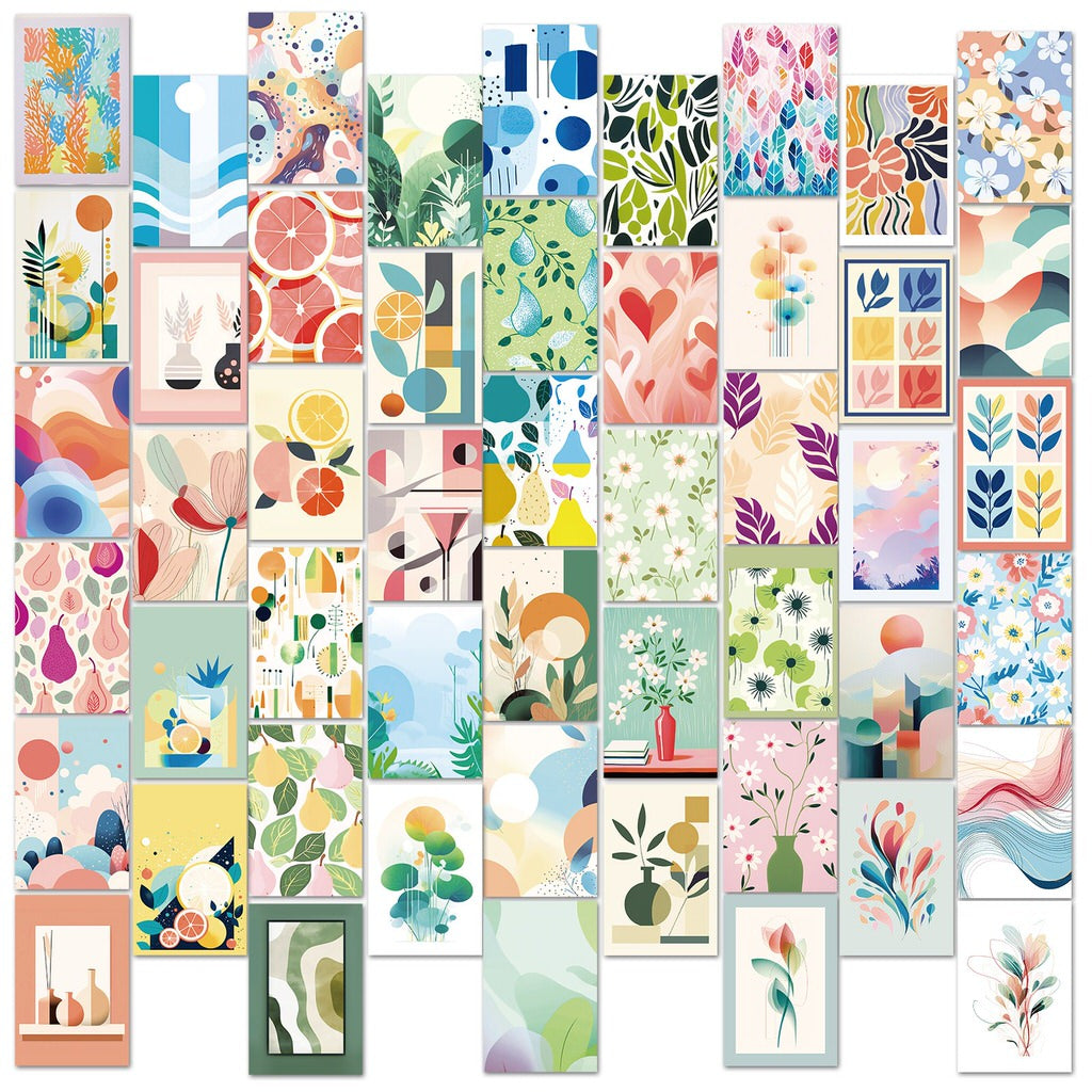 pastel minimalist artwork print aesthetic wall collage cards kit