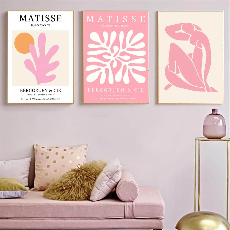 pastel pink aesthetic gallery wall art canvas posters roomtery