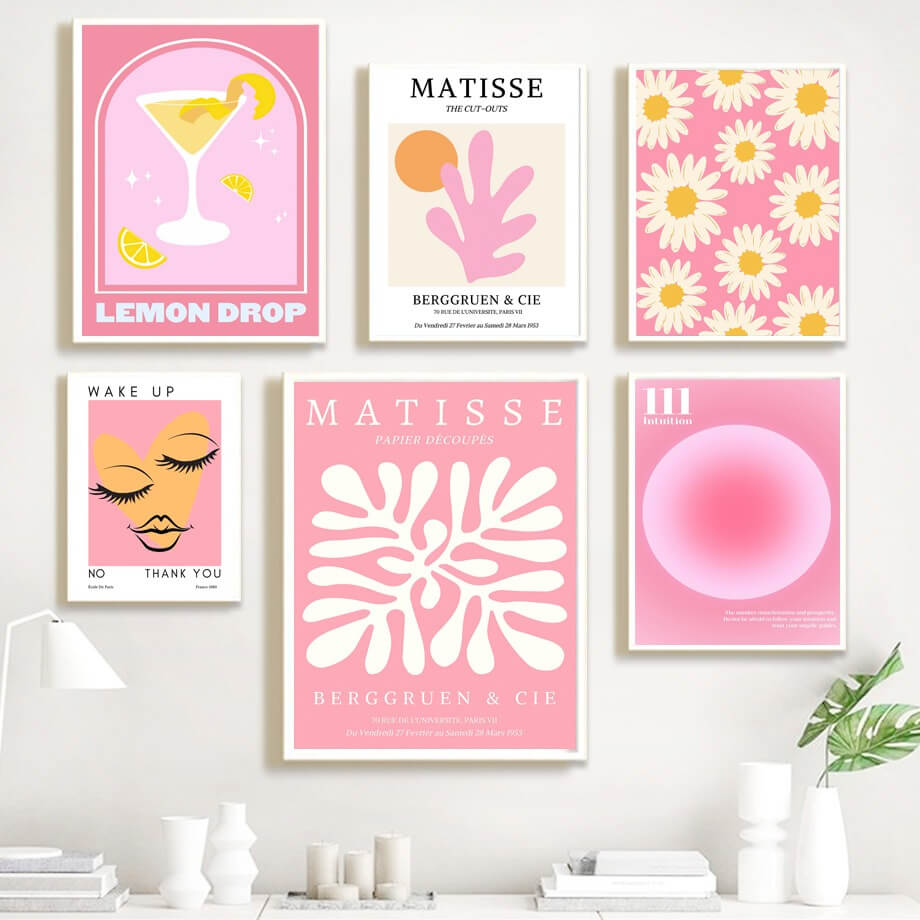 pastel pink aesthetic gallery wall art canvas posters roomtery