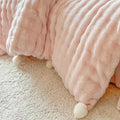 pastel pink faux fur fluffy plush bedding duvet cover set roomtery aesthetic room decor