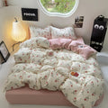 pastel tulip flower print textured fabric bedding duvet cover set