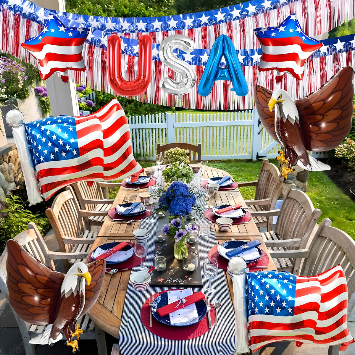 Patriotic American Flag Foil Balloons Set
