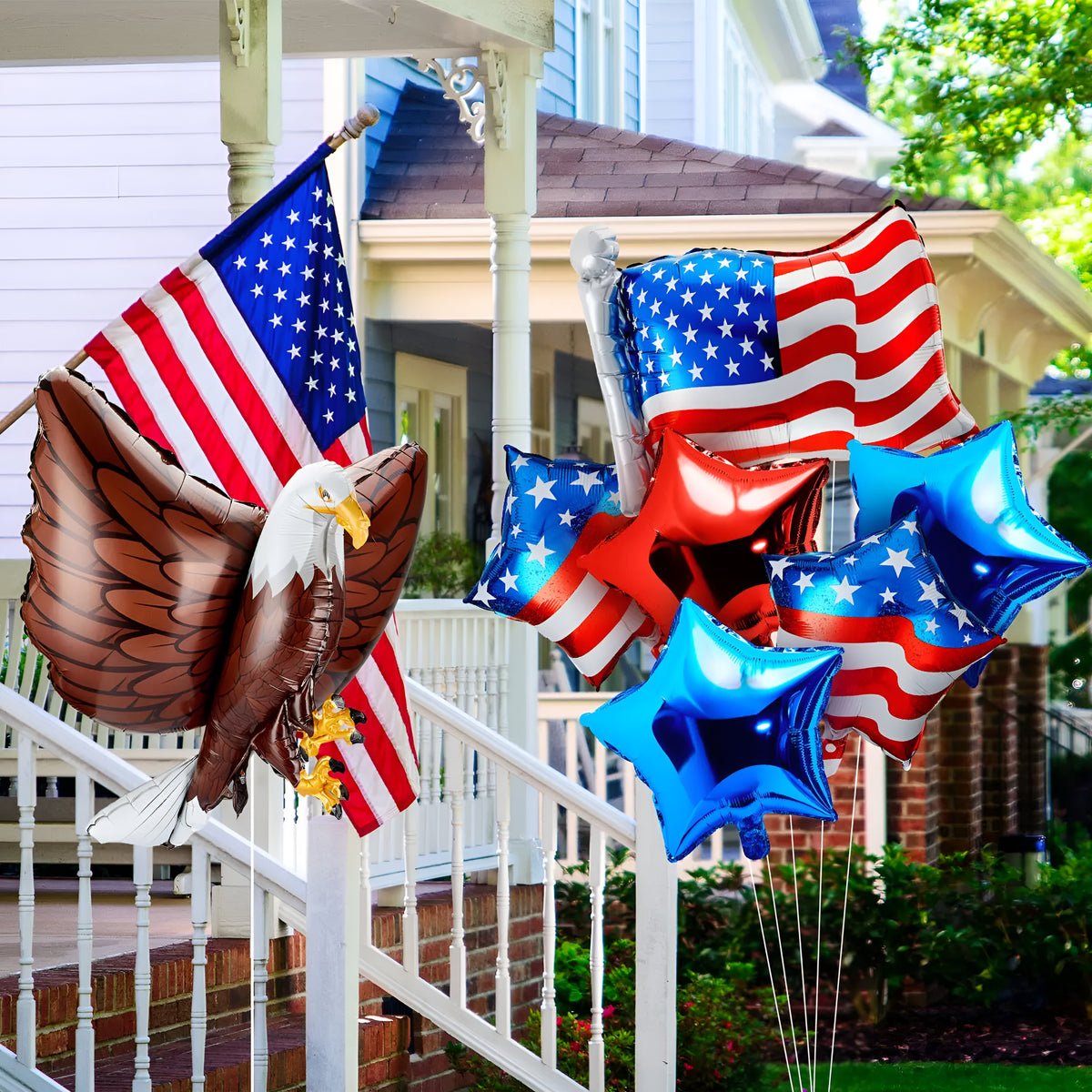 Patriotic American Flag Foil Balloons Set