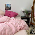 pechy pink two toned aesthetic bedding duvet cover set