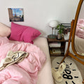 pechy pink two toned aesthetic bedding duvet cover set