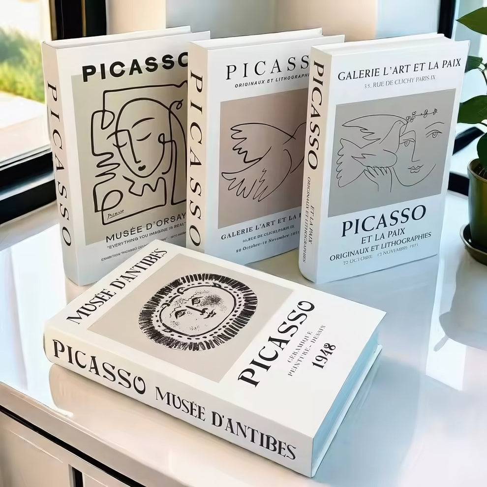 Picasso Art Faux Book Storage Box Set – Minimalist Decorative Organizer ...
