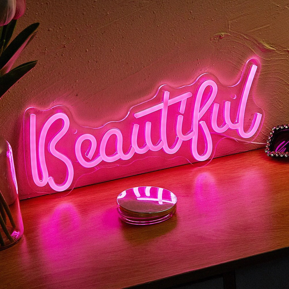 pink light beautiful word wall hanging led neon sign roomtery room decor 