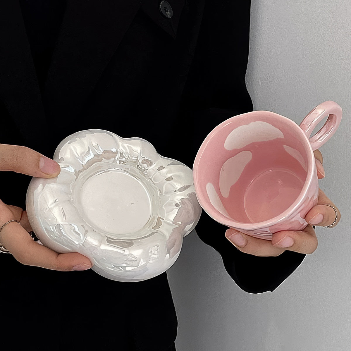 pink cloud glazed ceramic coffe cup 