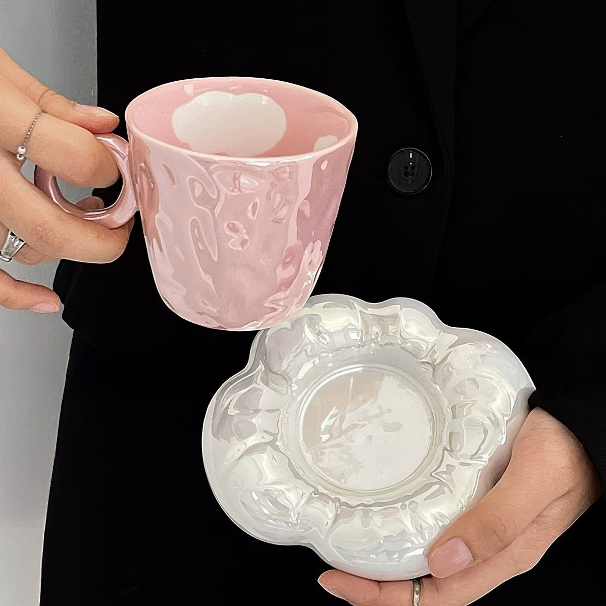 pink cloud glazed ceramic coffe cup 