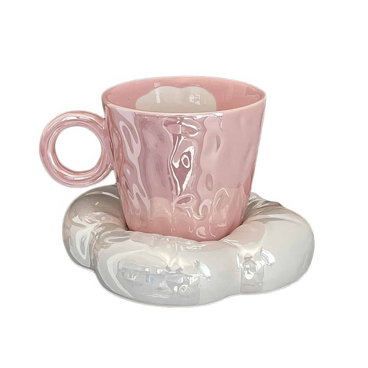 pink cloud glazed ceramic coffe cup 