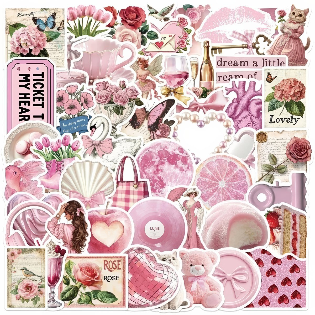 Pink Sticker Pack Coquette Aesthetic Pink Sticker Pack