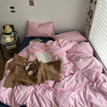 pink gingham thin stripes checkered bedding duvet cover set 