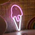 pink ice cream cone wall hanging led neon sign aesthetic room decor roomtery