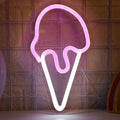 pink ice cream cone wall hanging led neon sign aesthetic room decor roomtery