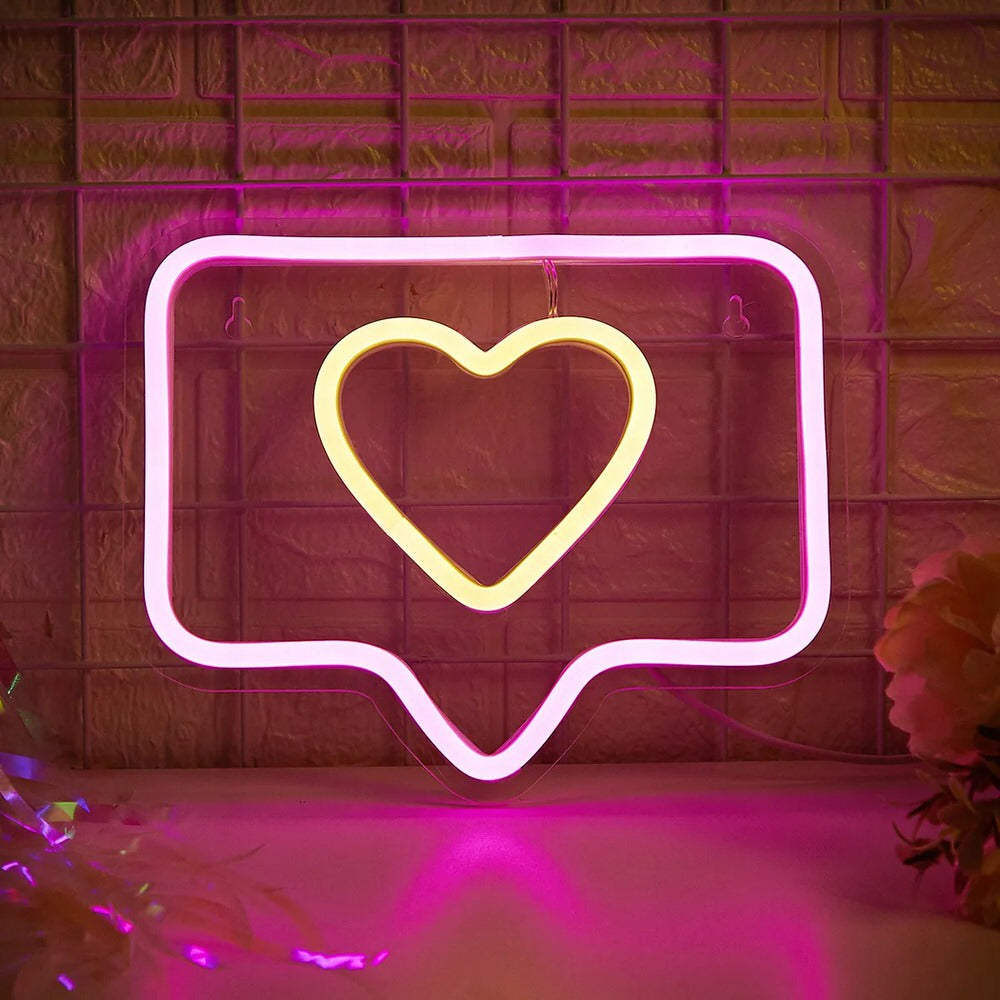 cute pink color like button shaped wall neon sign with acrylic plate base roomtery