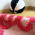 pink love word heart shaped tufted accent rug roomtery aesthetic room decor