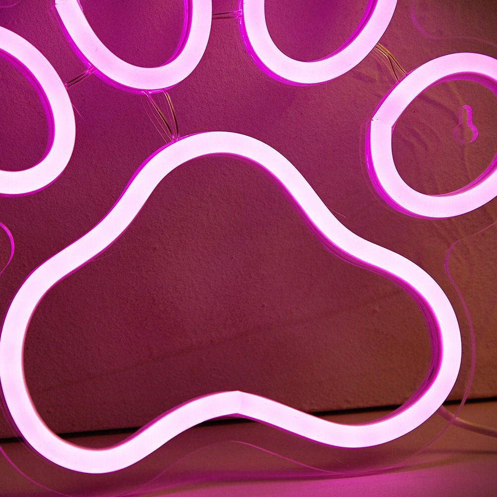 pink cat paw led wall neon sign aesthetic room decor roomtery