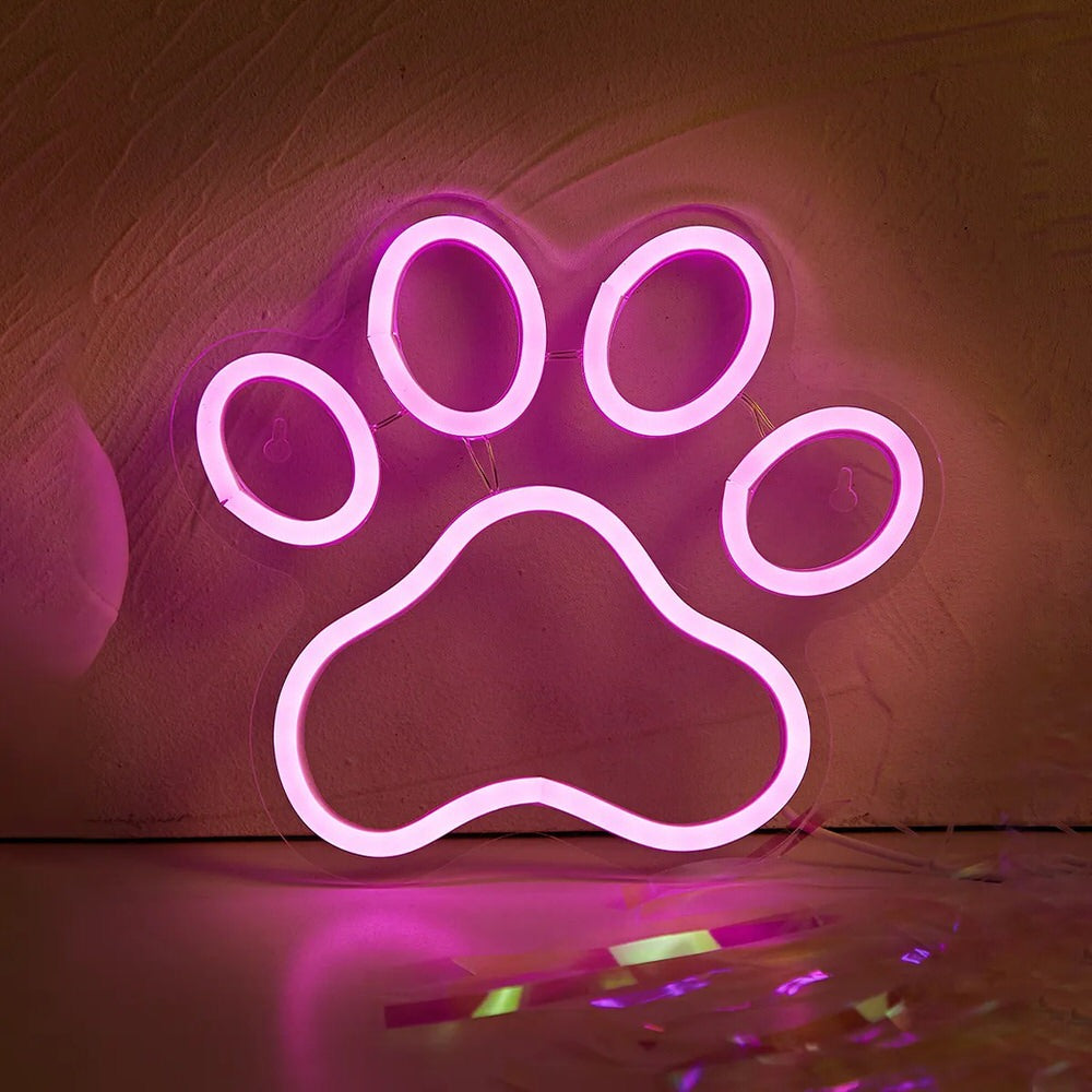 pink cat paw led wall neon sign aesthetic room decor roomtery
