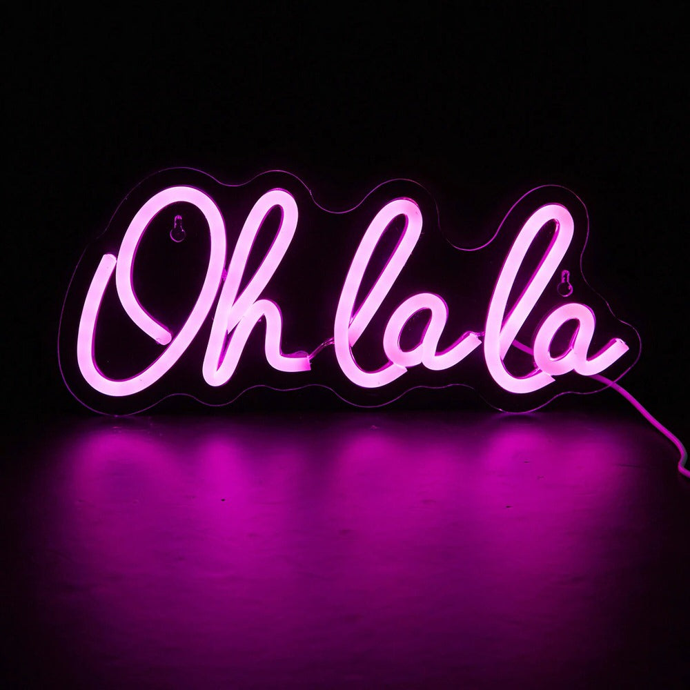 pink ohlala word wall decor led neon sign roomtery