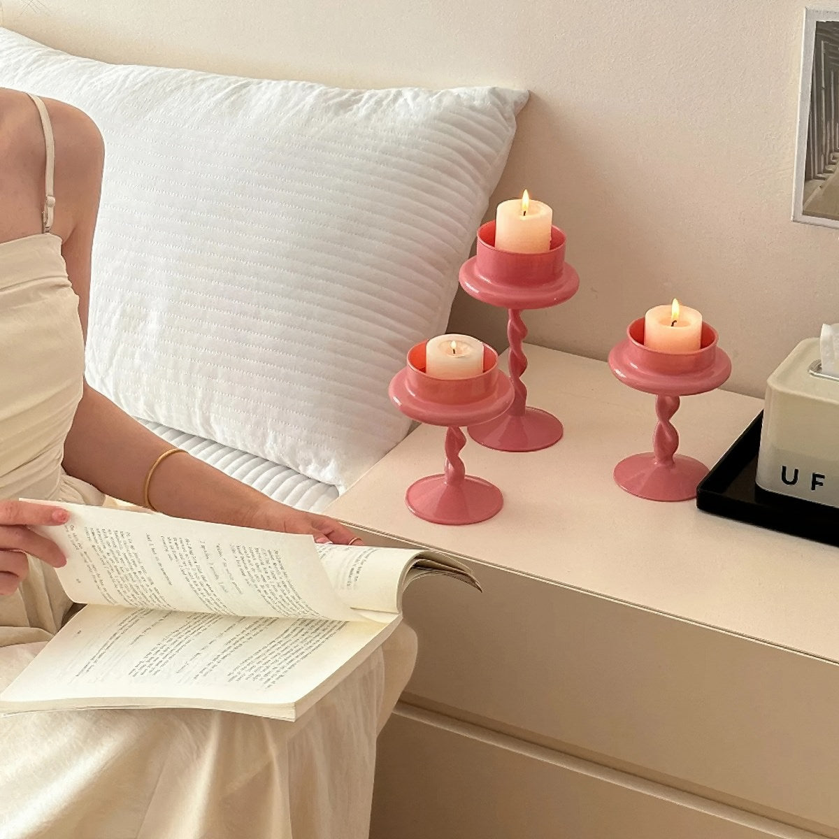 swirl twisted leg danish pastel aesthetic candleholder