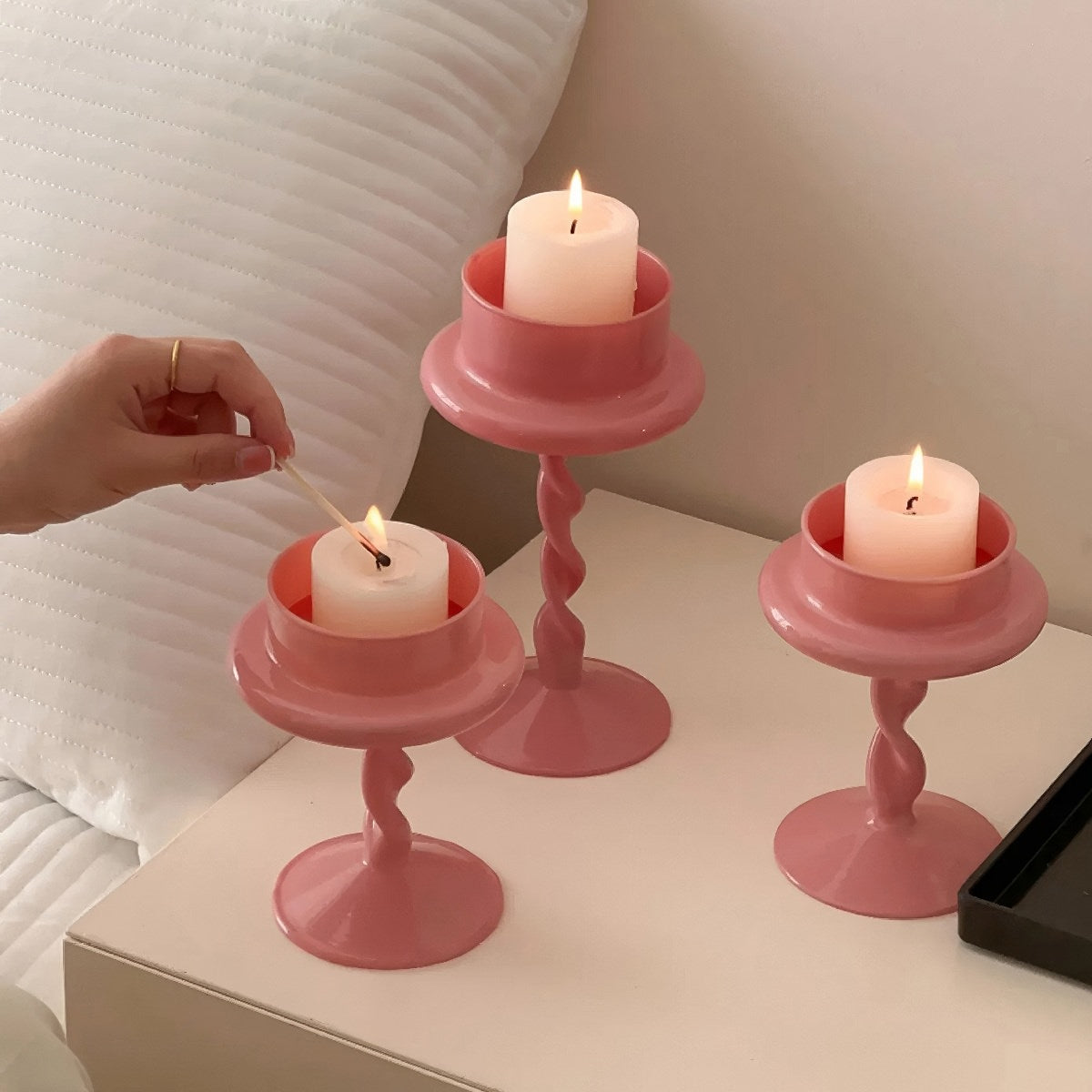 swirl twisted leg danish pastel aesthetic candleholder