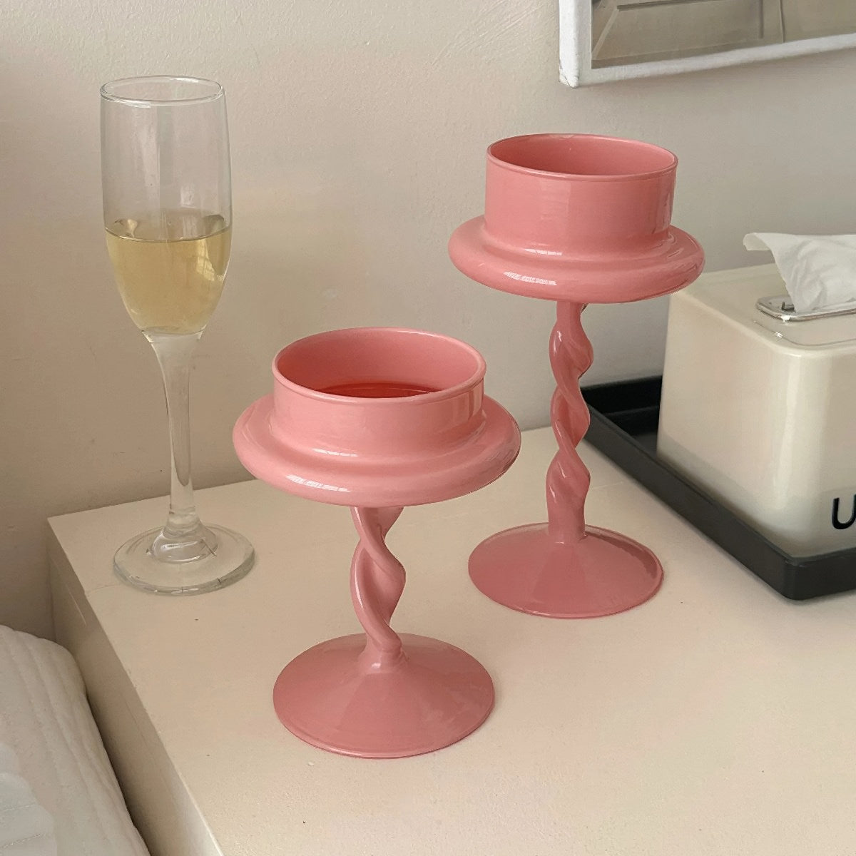 swirl twisted leg danish pastel aesthetic candleholder