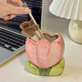 Pink ceramic tulip shaped ceramic pen