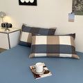 plaid pattern aesthetic duvet cover and shams set with bed sheet bedding set by roomtery