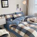 plaid pattern aesthetic duvet cover and shams set with bed sheet bedding set by roomtery