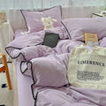 pastel aesthetic bedding duvet cover set with contrast stitched shell-edge