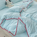 pastel aesthetic bedding duvet cover set with contrast stitched shell-edge