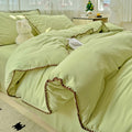 pastel aesthetic bedding duvet cover set with contrast stitched shell-edge