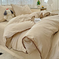 pastel aesthetic bedding duvet cover set with contrast stitched shell-edge